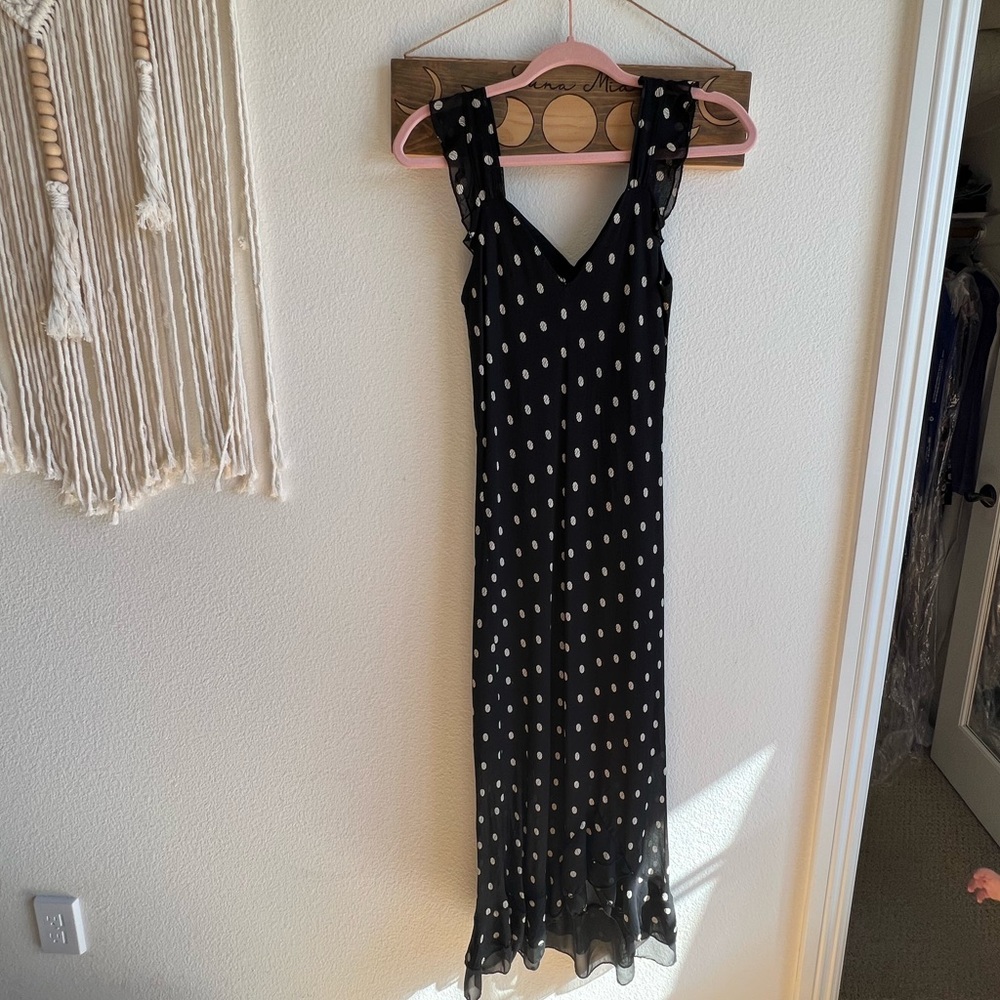 Vintage black and white polkadot midi from France